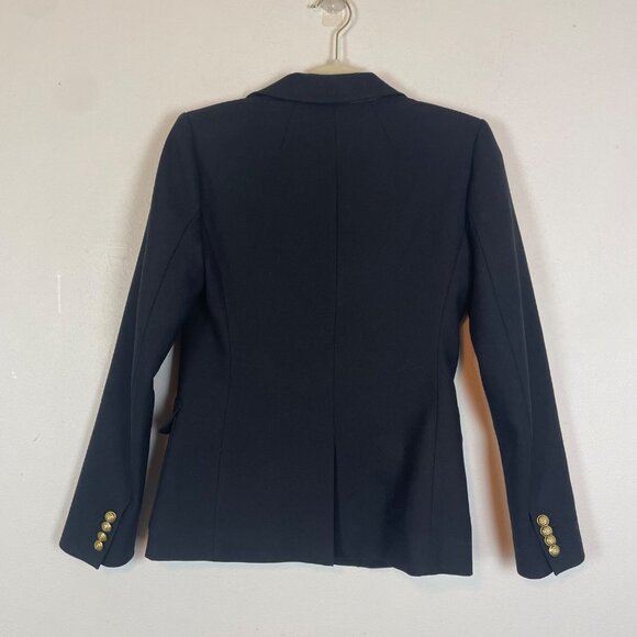 J. Crew Women's 2‎ Navy Rhodes Blazer Gold Button Italian Wool Careerwear Preppy - Picture 7 of 9
